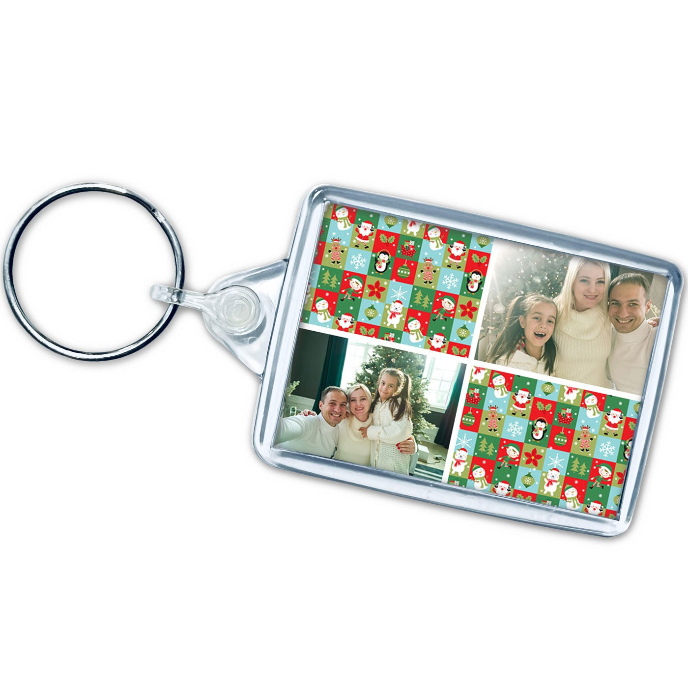 Colourful Festive Photo Grid Keyring