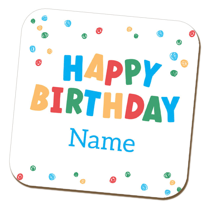 Colourful 'Happy Birthday' Coaster