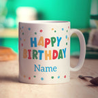 Colourful 'Happy Birthday' Photo & Name Mug
