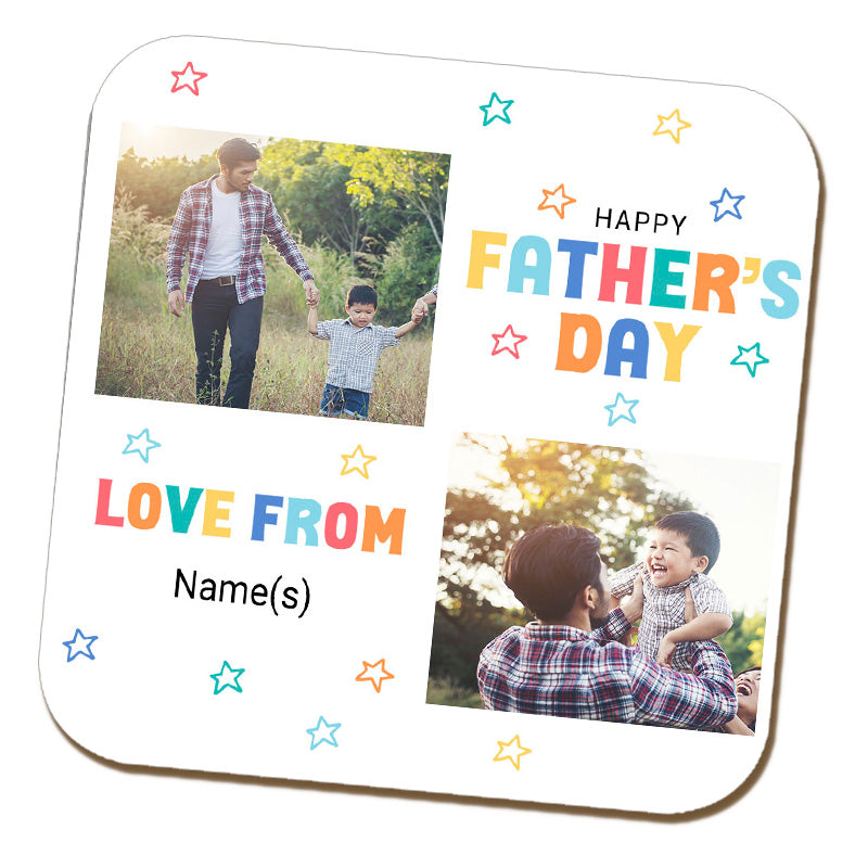 Colourful Happy Father's Day Photo and Text Coaster