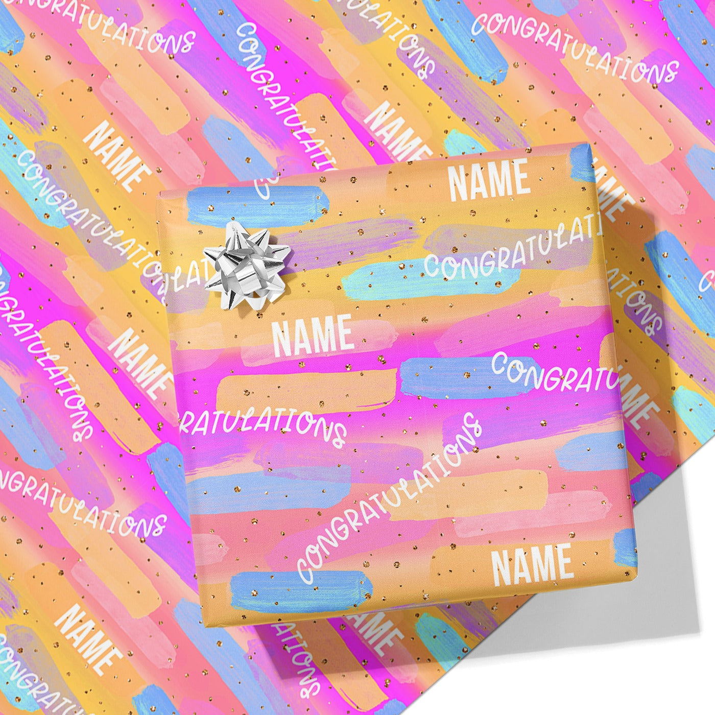 Congratulations Abstract Name Wrapping Paper