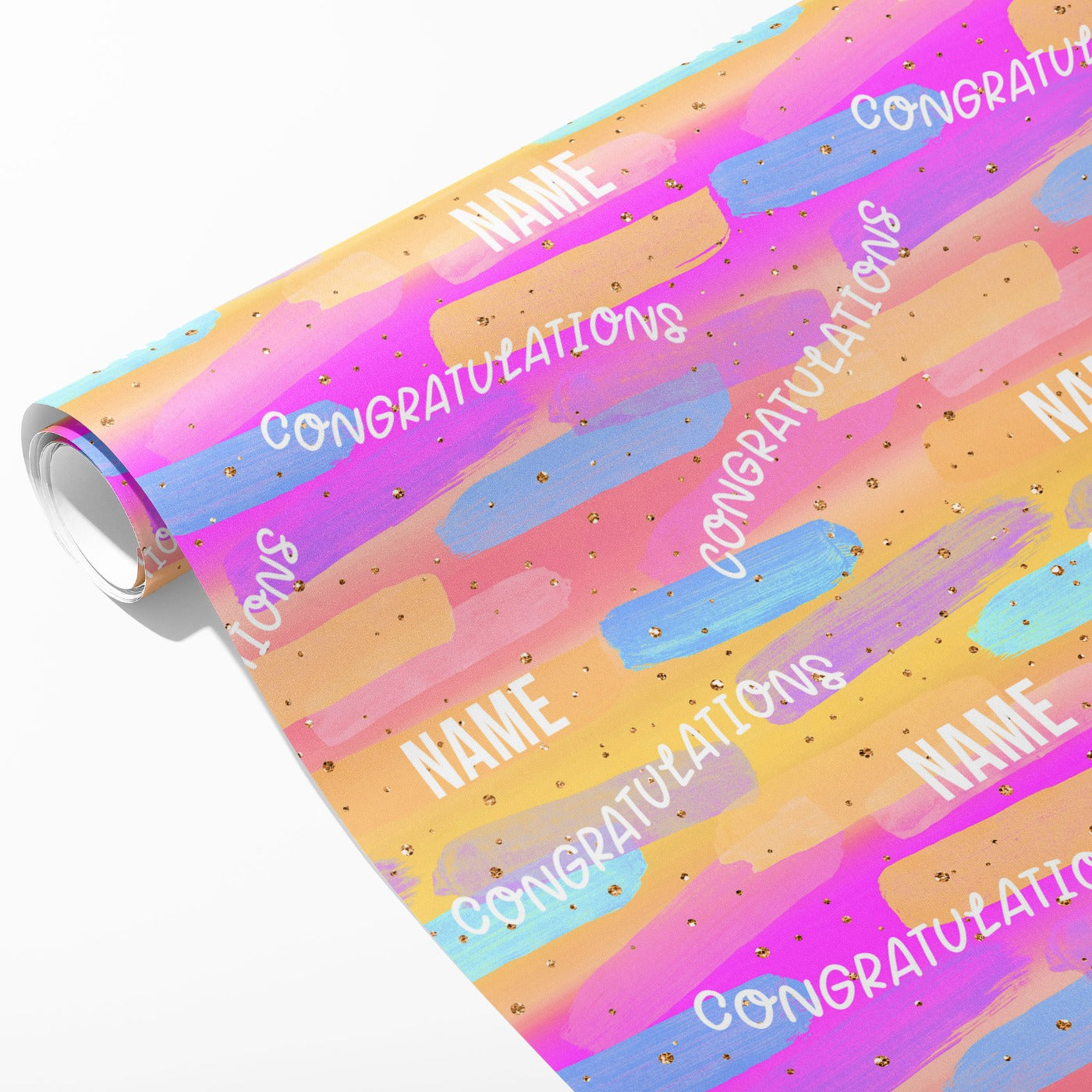 Congratulations Abstract Name Wrapping Paper
