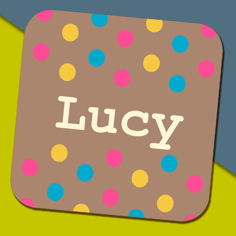 Colourful Spots Name Coaster