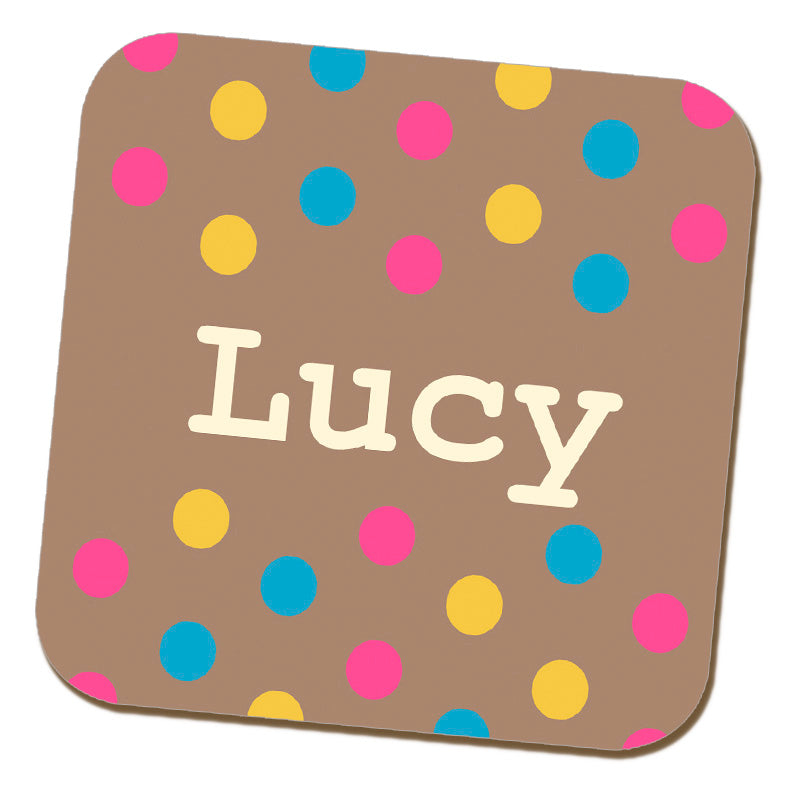 Colourful Spots Name Coaster