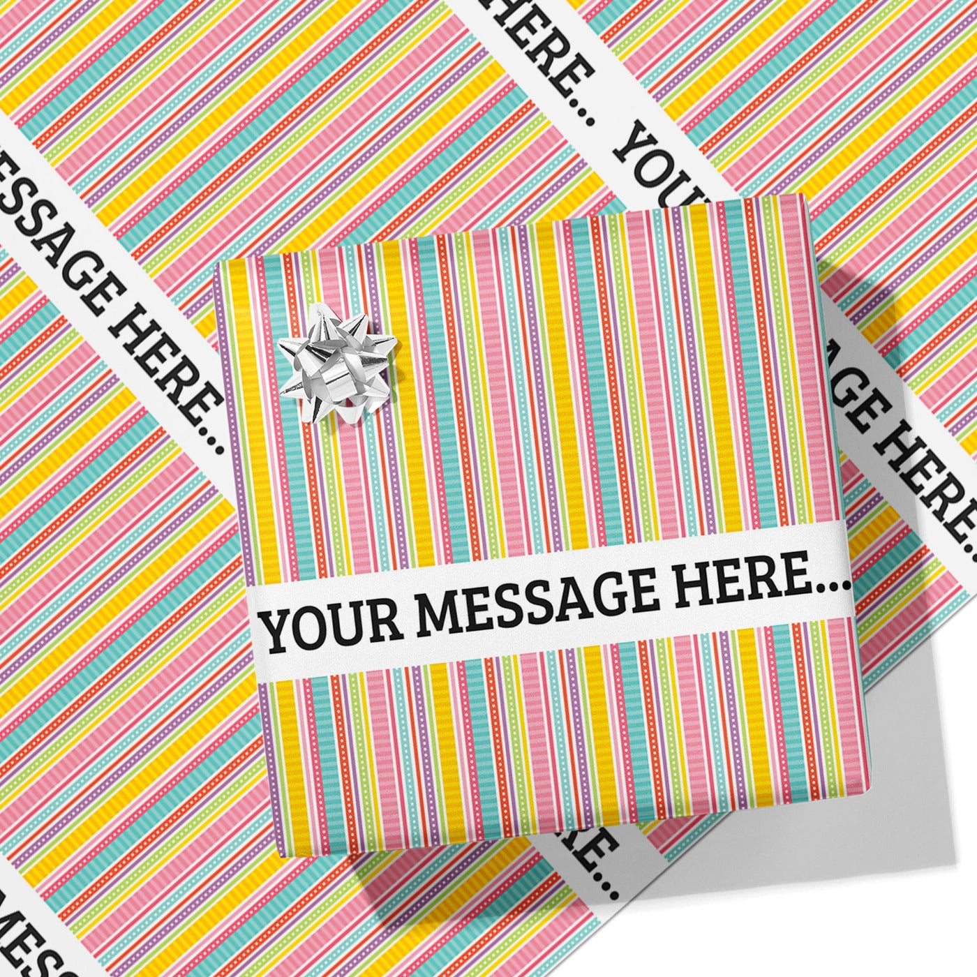 Colourful Stripes Message Wrapping Paper