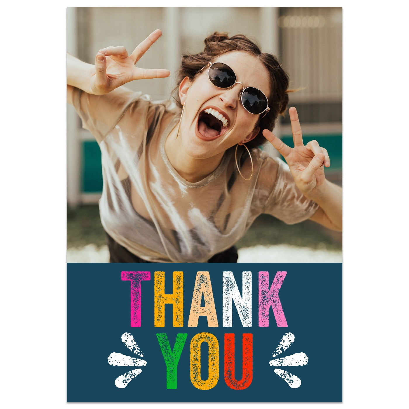 Colourful Thank You Photo Card Lying Down