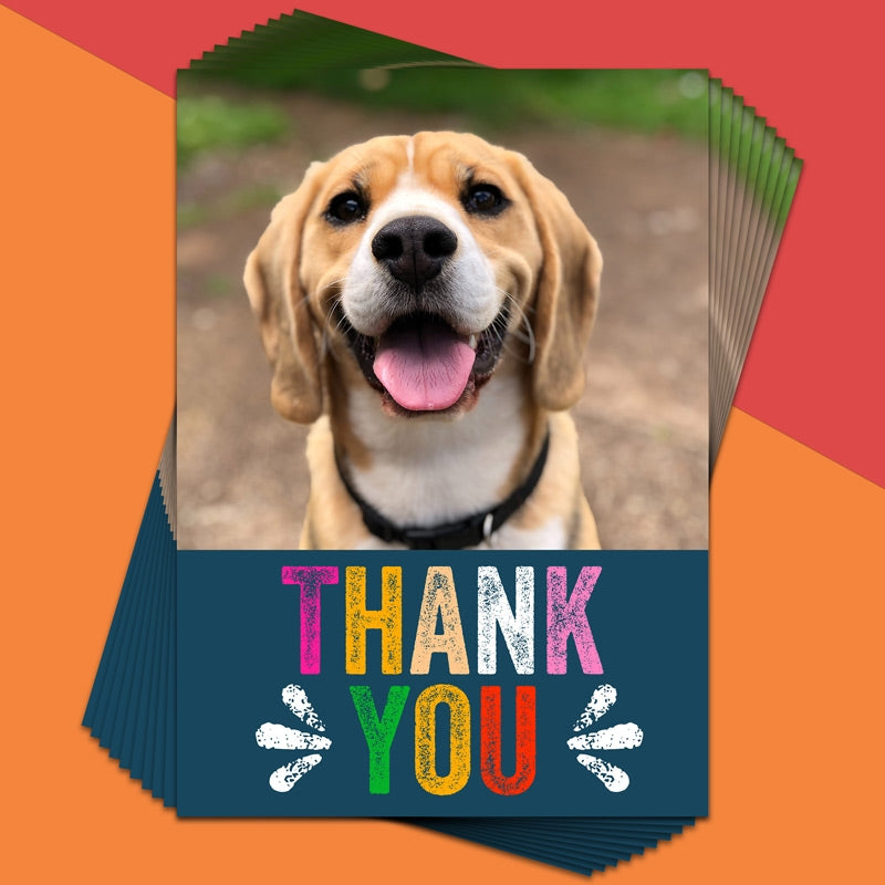 Colourful thank you flat card