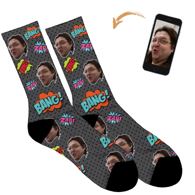Comic Book Personalised Socks
