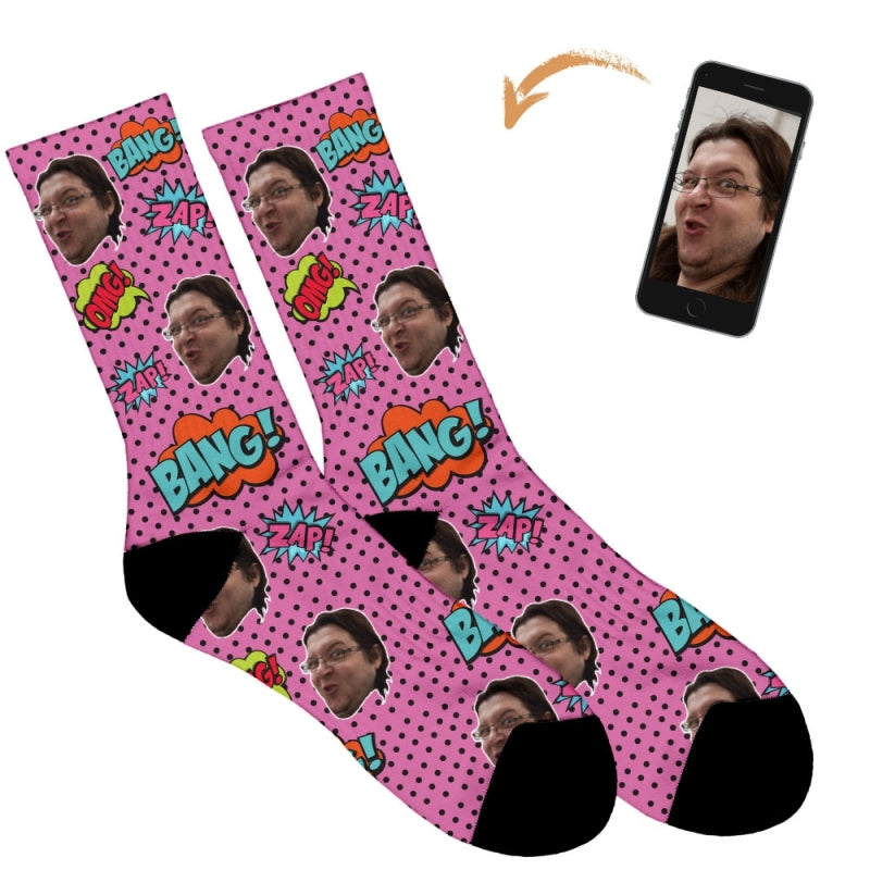 Comic Book Personalised Socks
