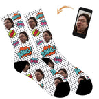 Comic Book Personalised Socks - Plain White / Mens: 6-8 UK / 7-9 US