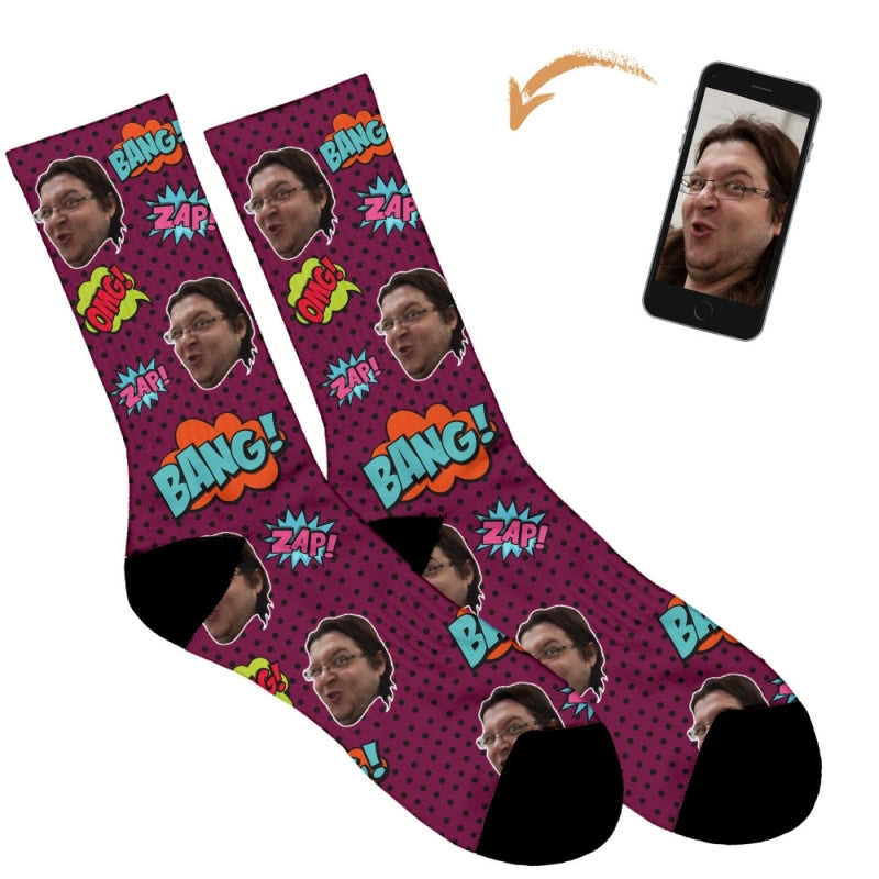 Comic Book Personalised Socks