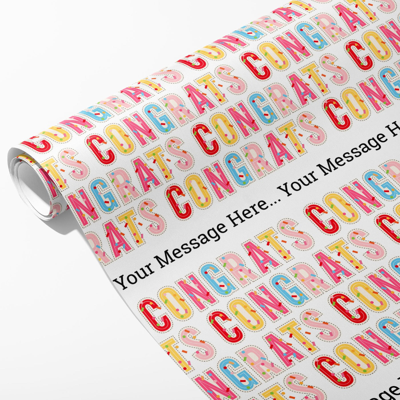 Congrats Confetti Message Wrapping Paper
