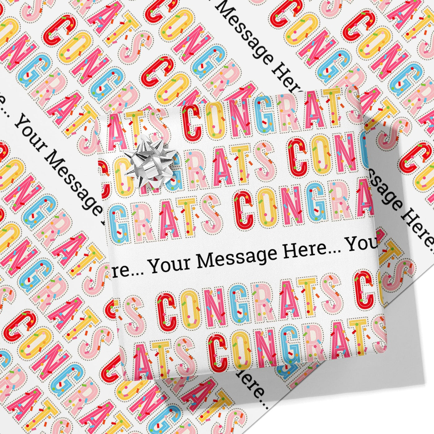 Congrats Confetti Message Wrapping Paper