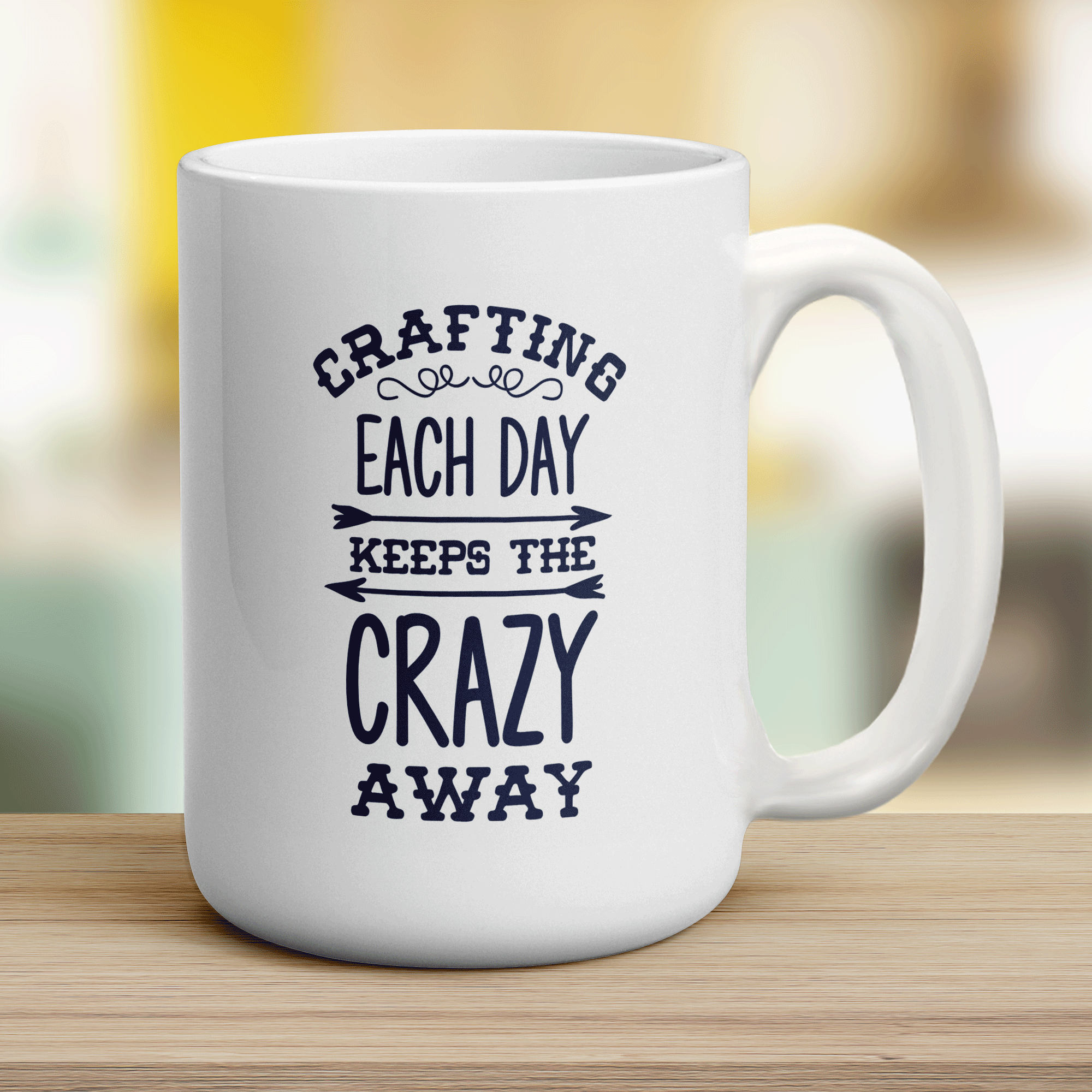Crafting Each Day Keeps The Crazy Away Mug - Jumbo 440ml (15oz) / White