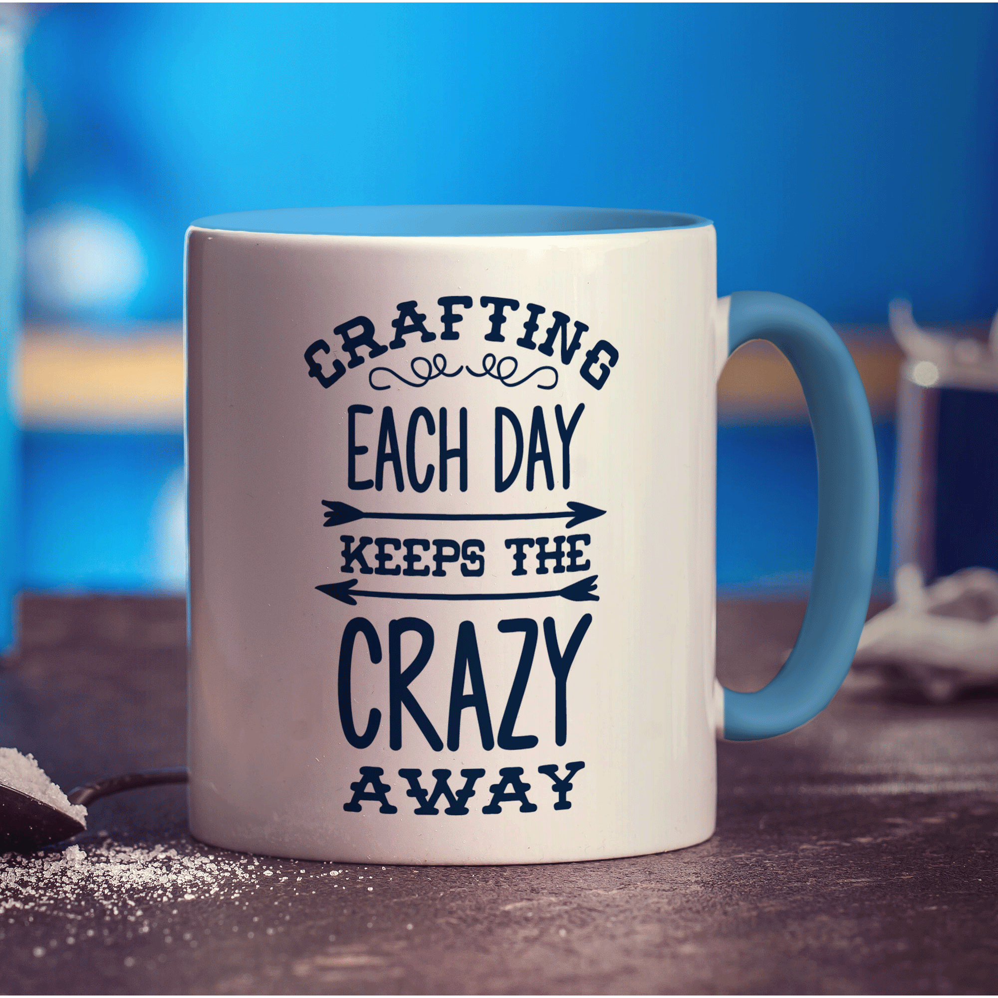 Crafting Each Day Keeps The Crazy Away Mug - Standard 330ml (11oz) / Blue