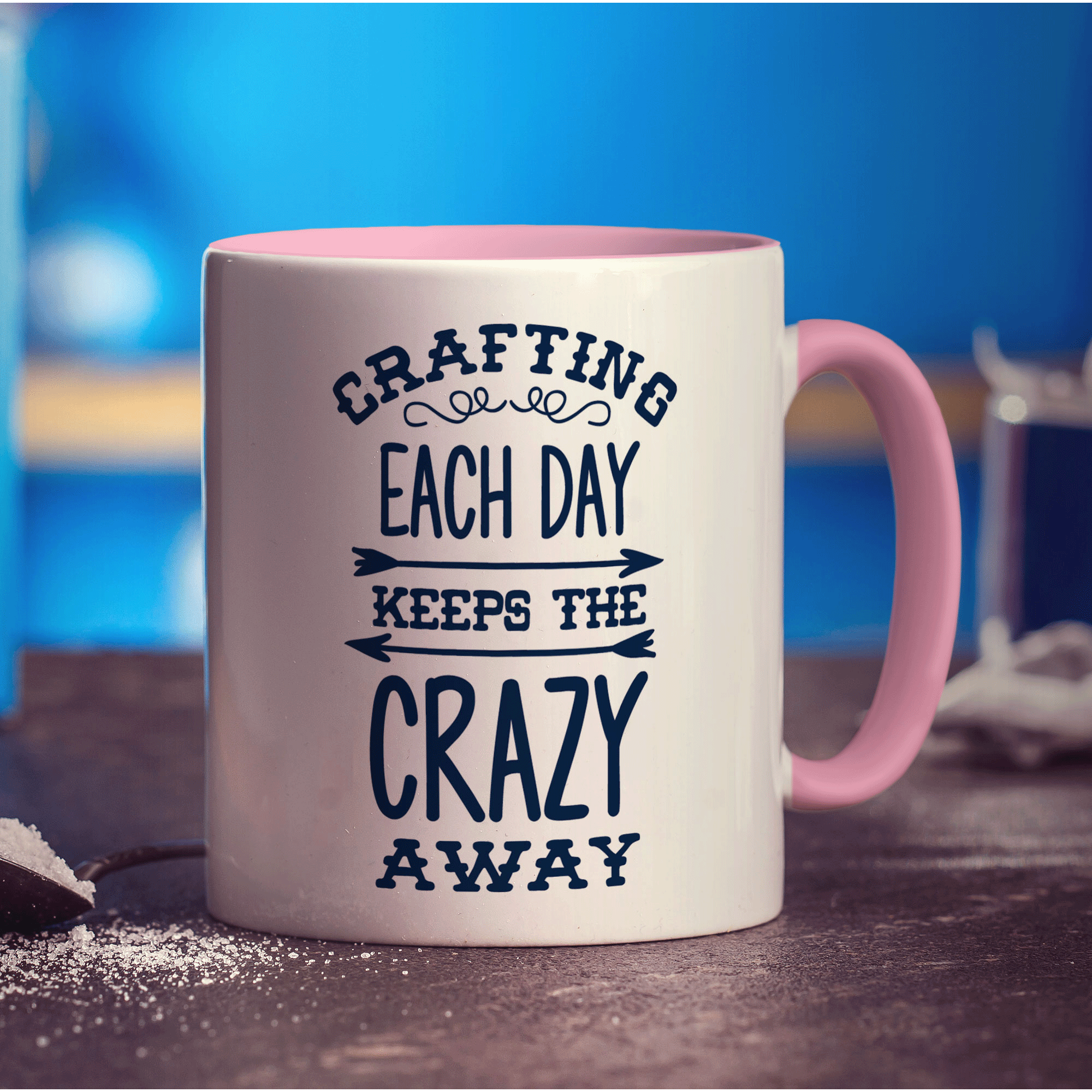 Crafting Each Day Keeps The Crazy Away Mug - Standard 330ml (11oz) / Pink