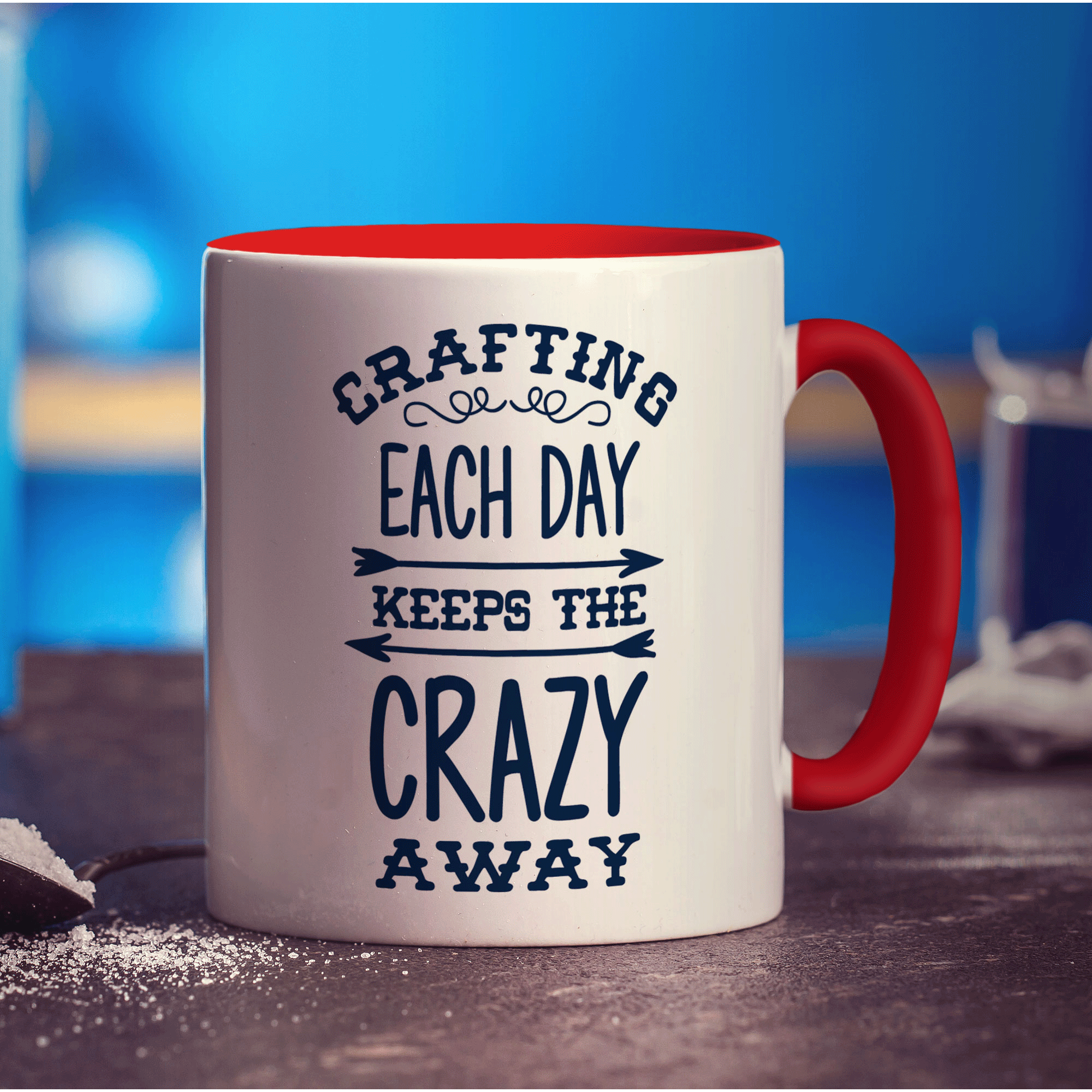 Crafting Each Day Keeps The Crazy Away Mug - Standard 330ml (11oz) / Red