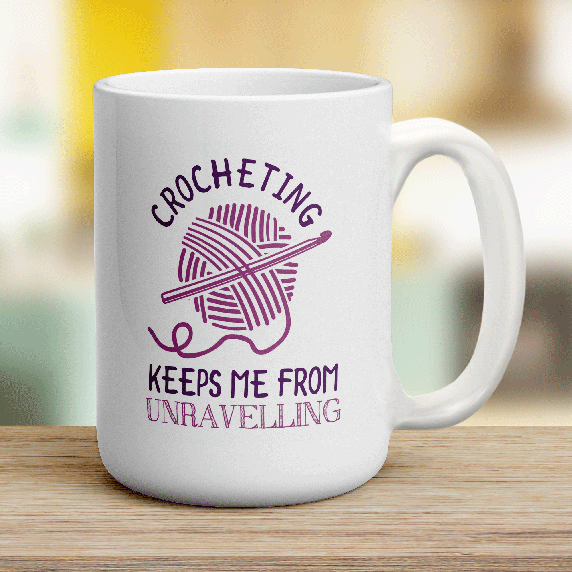 Crocheting Keeps Me From Unravelling Mug