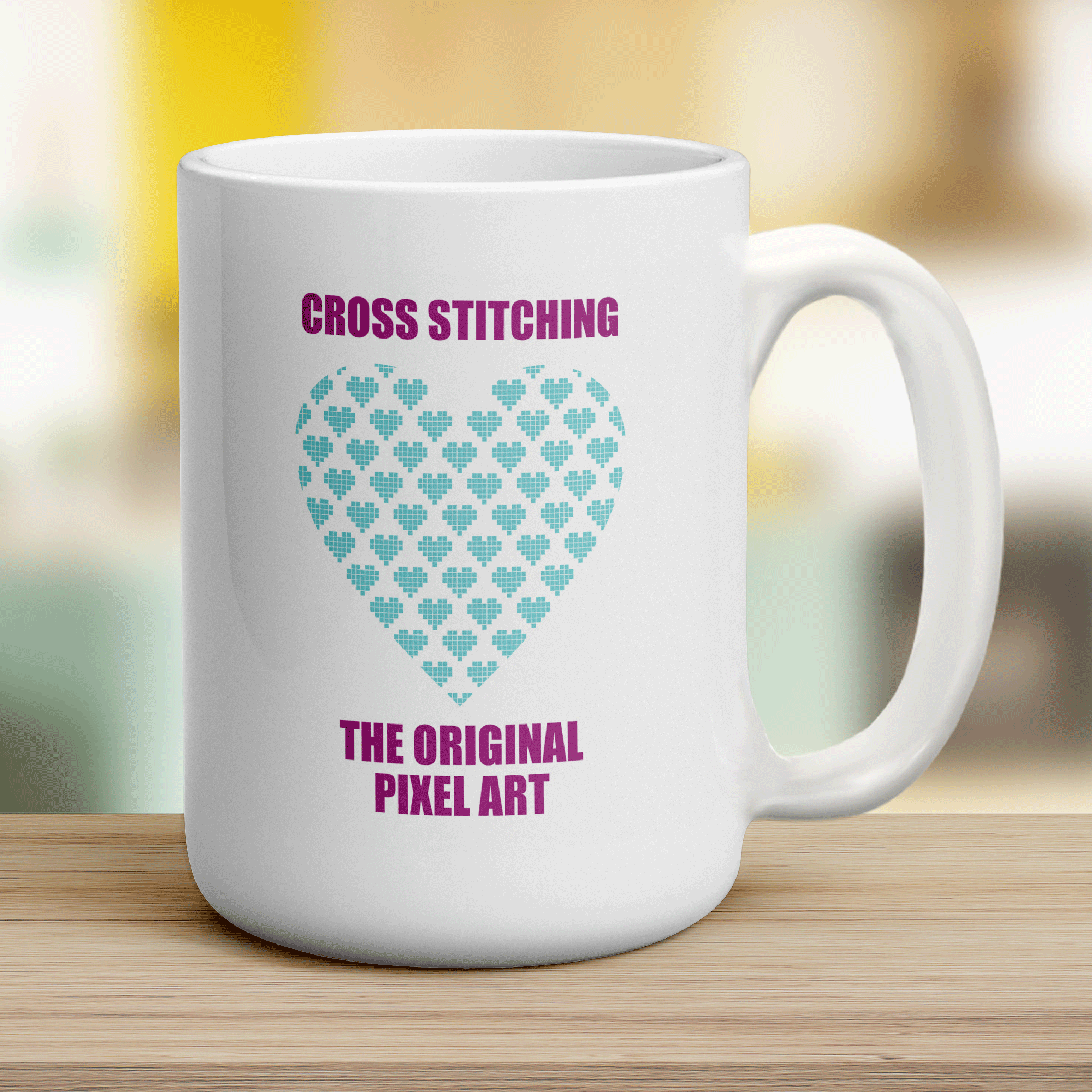 Cross Stitching The Original Pixel Art Mug - Jumbo 440ml (15oz) / White