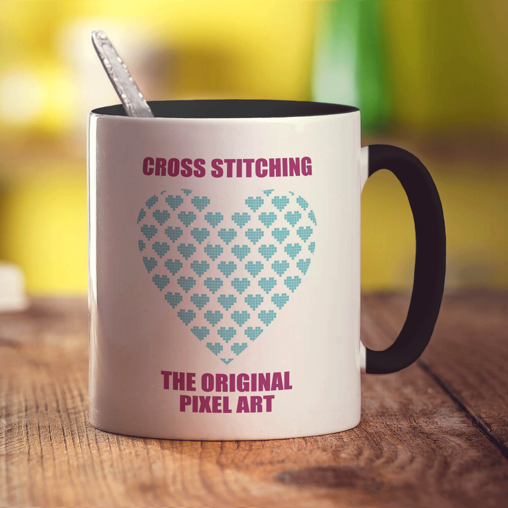 Cross Stitching The Original Pixel Art Mug - Standard 330ml (11oz) / Black