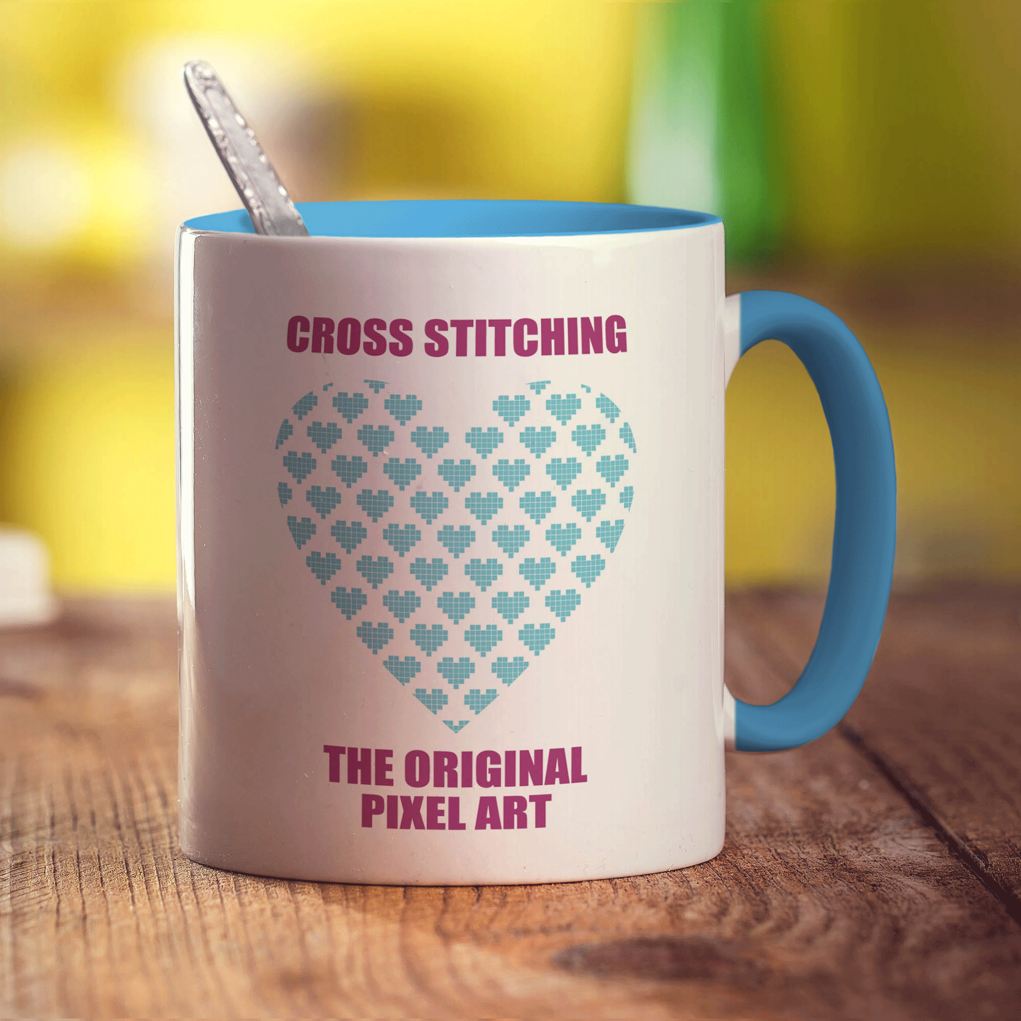 Cross Stitching The Original Pixel Art Mug - Standard 330ml (11oz) / Blue