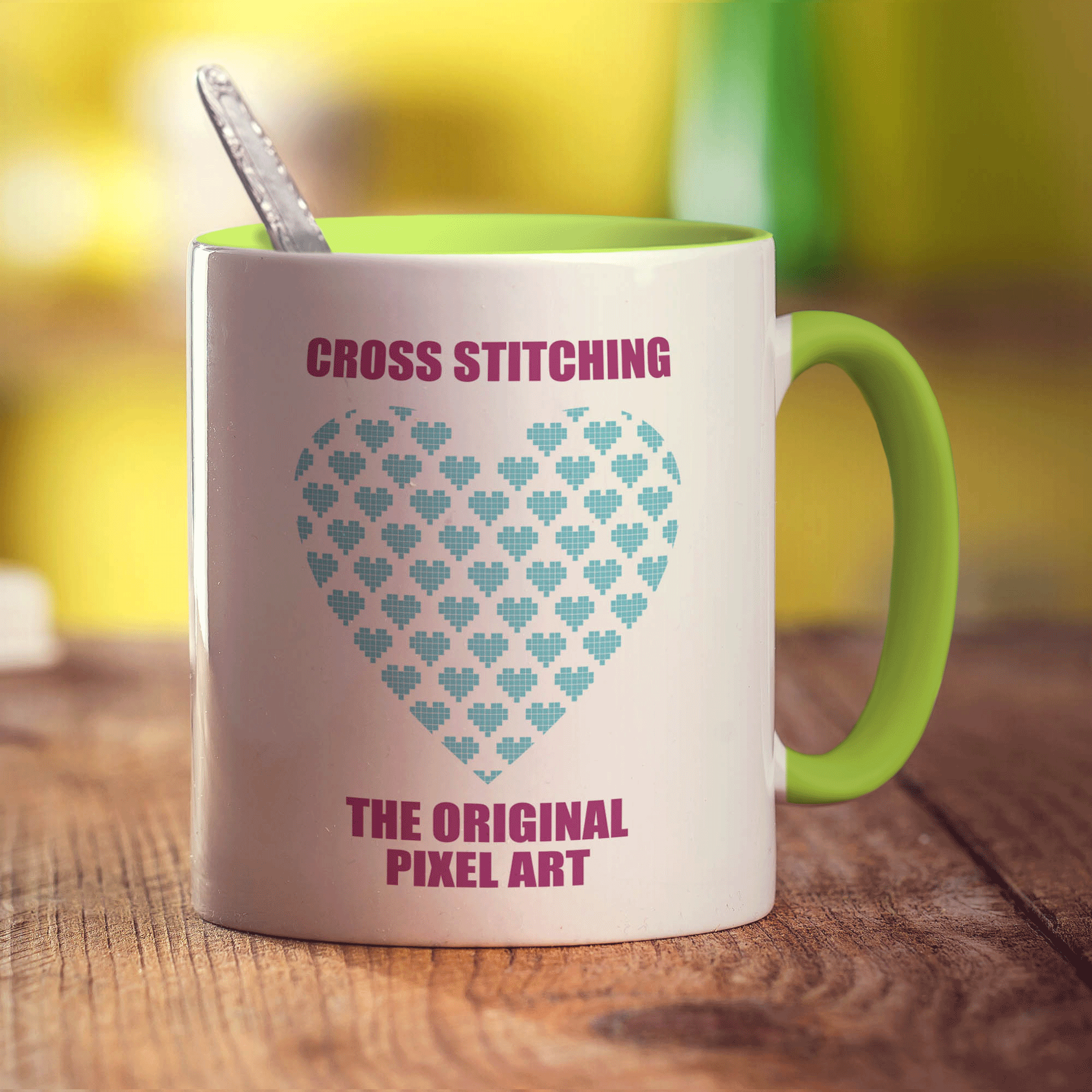 Cross Stitching The Original Pixel Art Mug - Standard 330ml (11oz) / Green