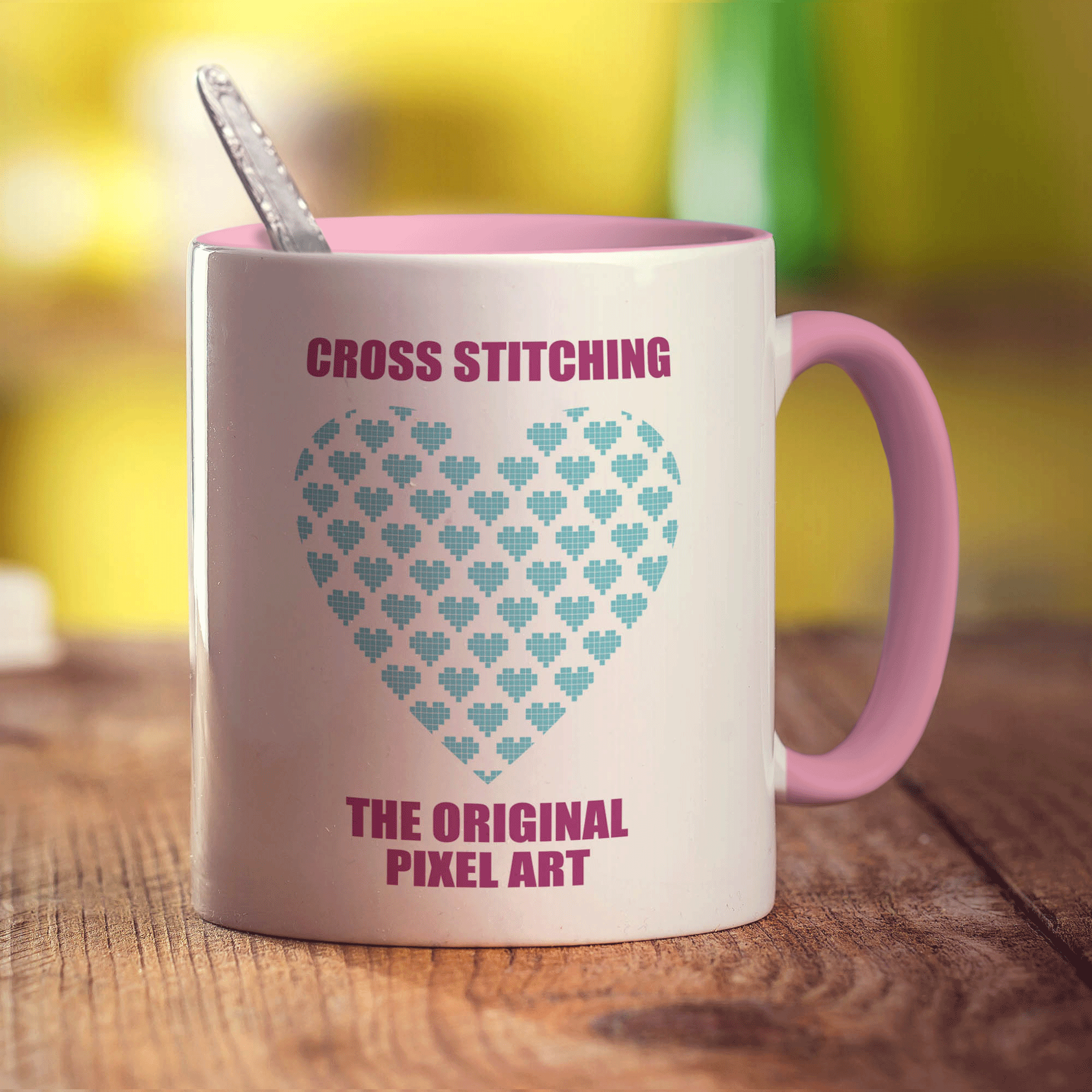 Cross Stitching The Original Pixel Art Mug - Standard 330ml (11oz) / Pink
