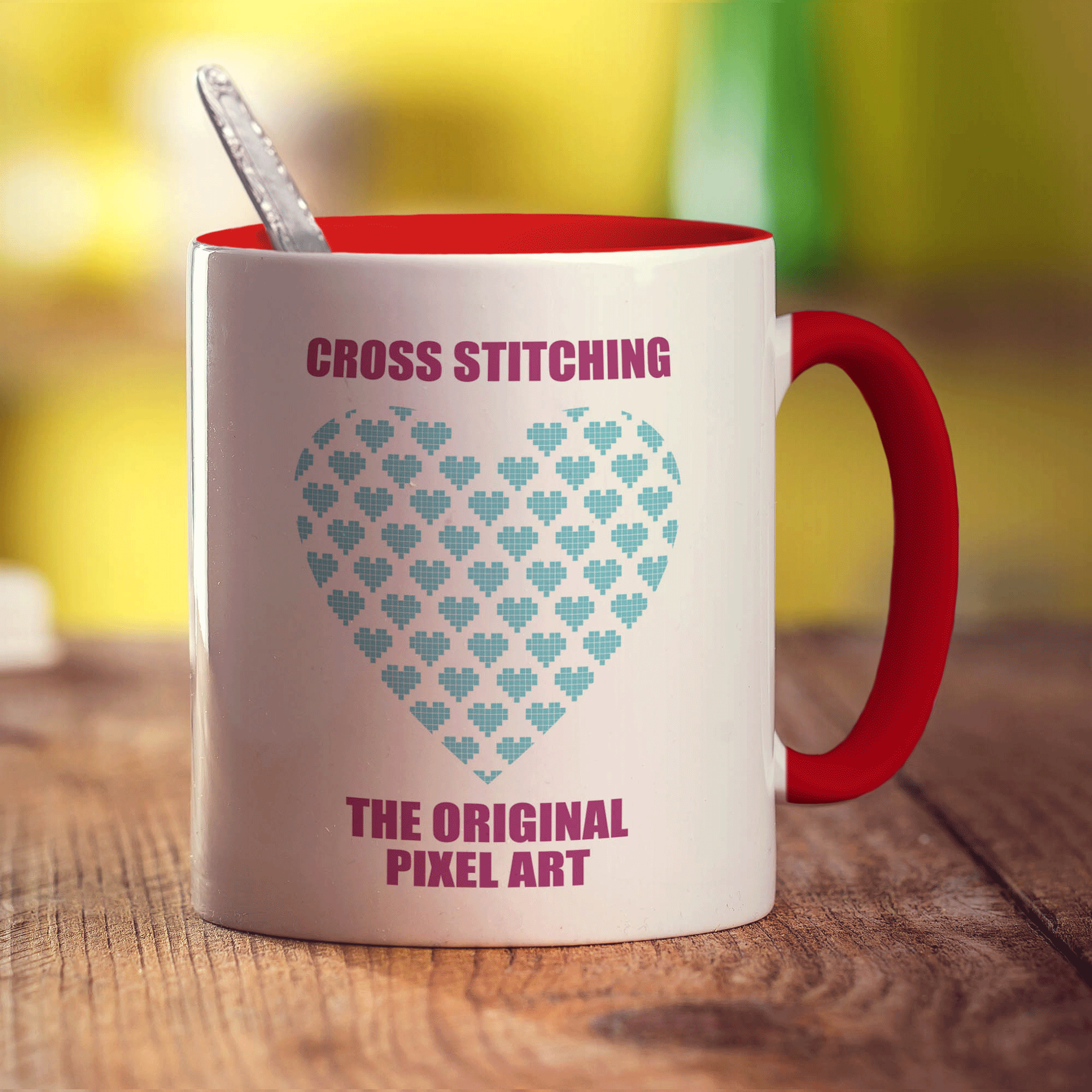 Cross Stitching The Original Pixel Art Mug - Standard 330ml (11oz) / Red