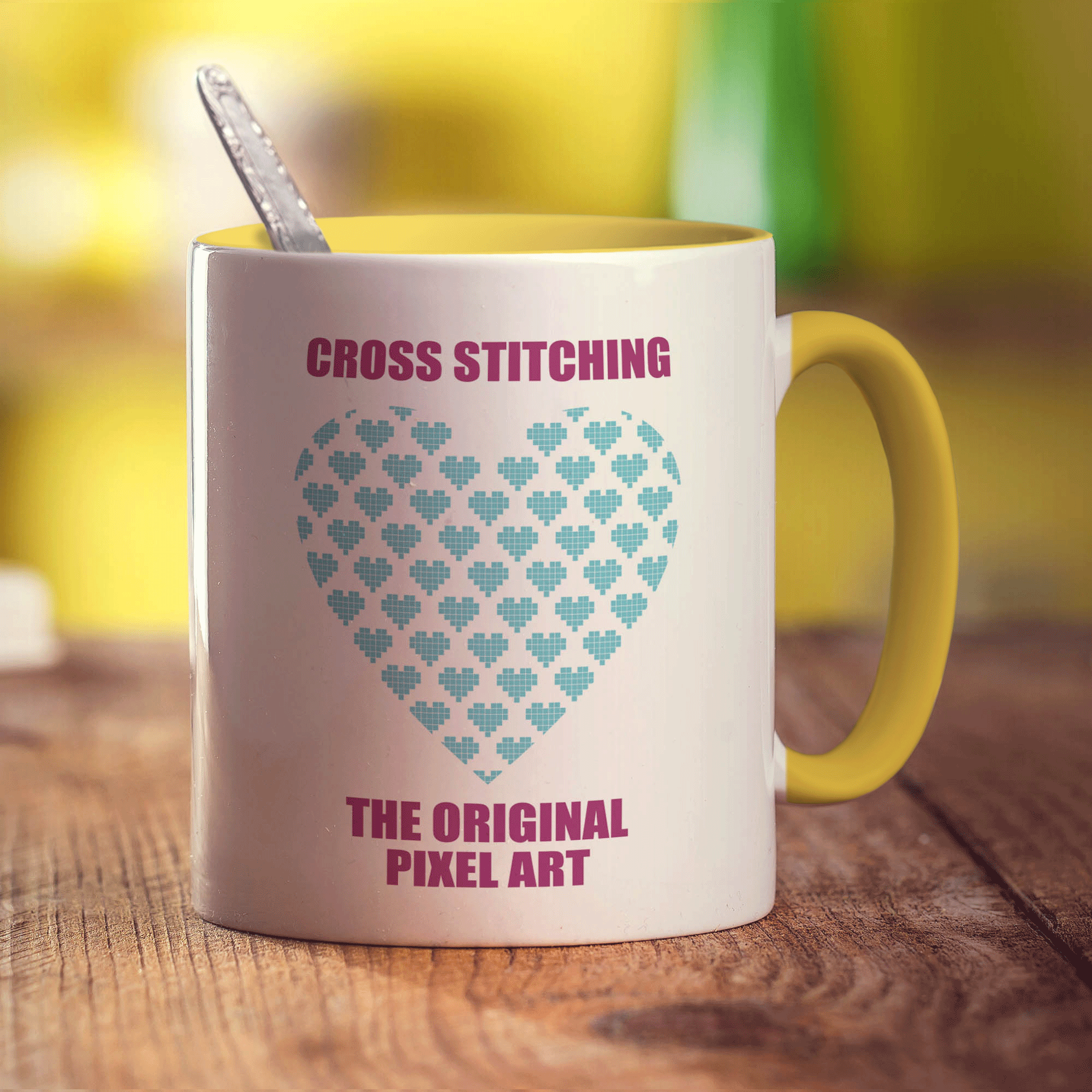 Cross Stitching The Original Pixel Art Mug - Standard 330ml (11oz) / Yellow