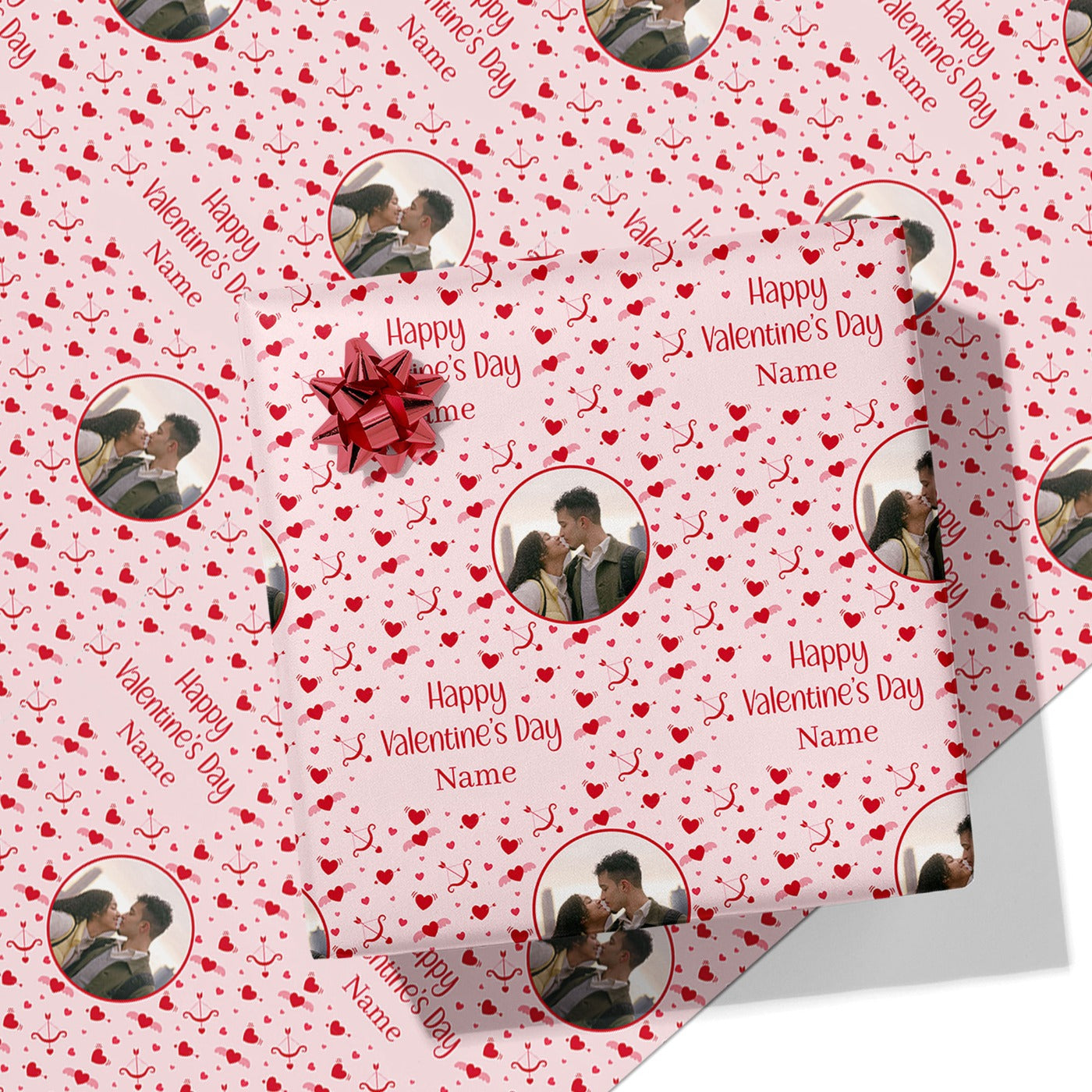 Cupid's Bow Photo and Name Wrapping Paper