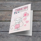 Cute Bear Thank You Card Lying Down