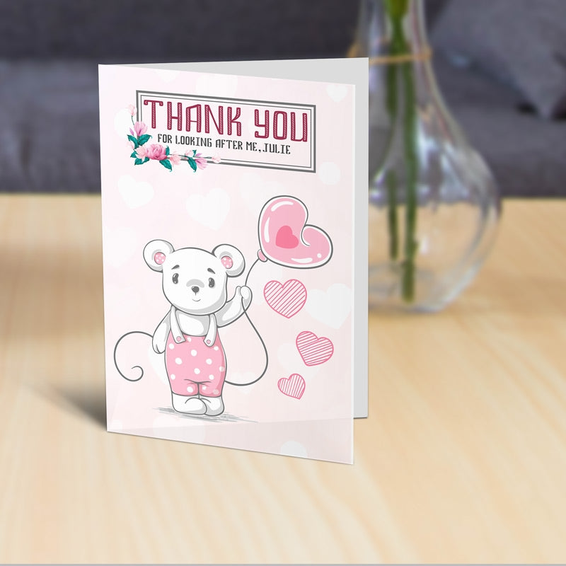 Cute Bear Thank You Card Standing Up