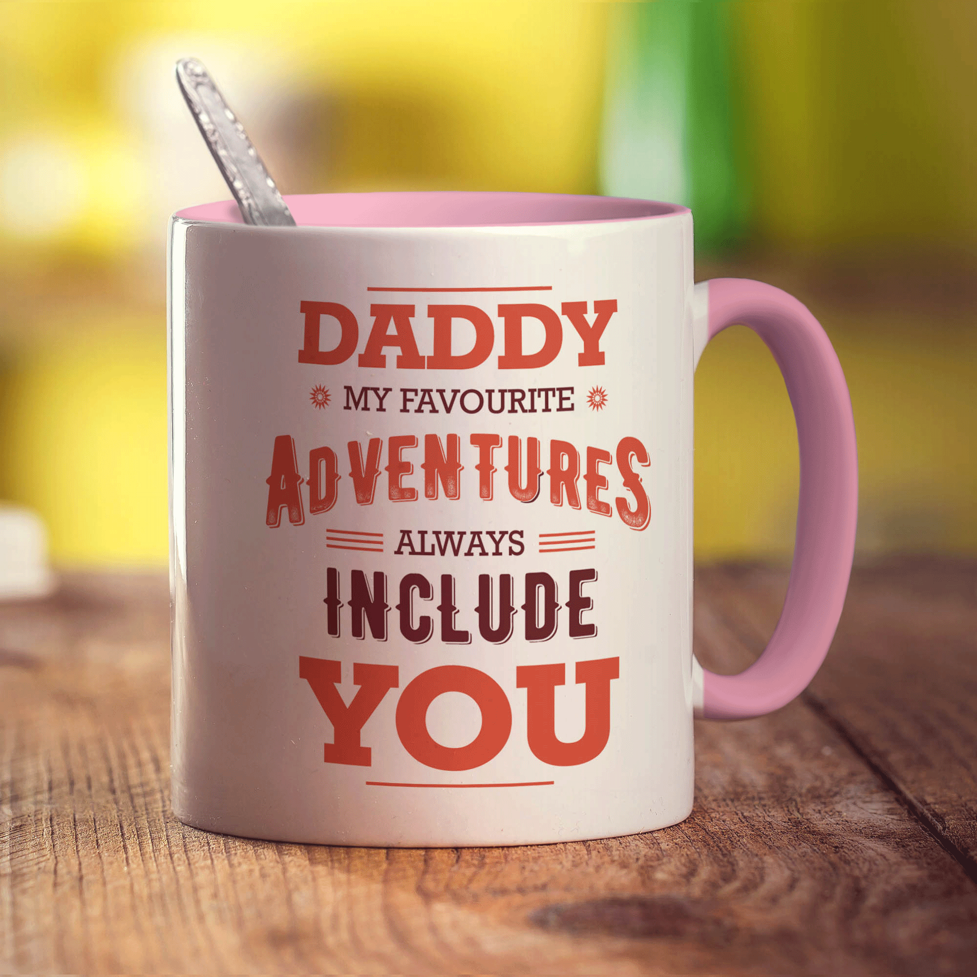 Daddy My Favourite Adventures Always Include You Mug - Standard 330ml (11oz) / Pink