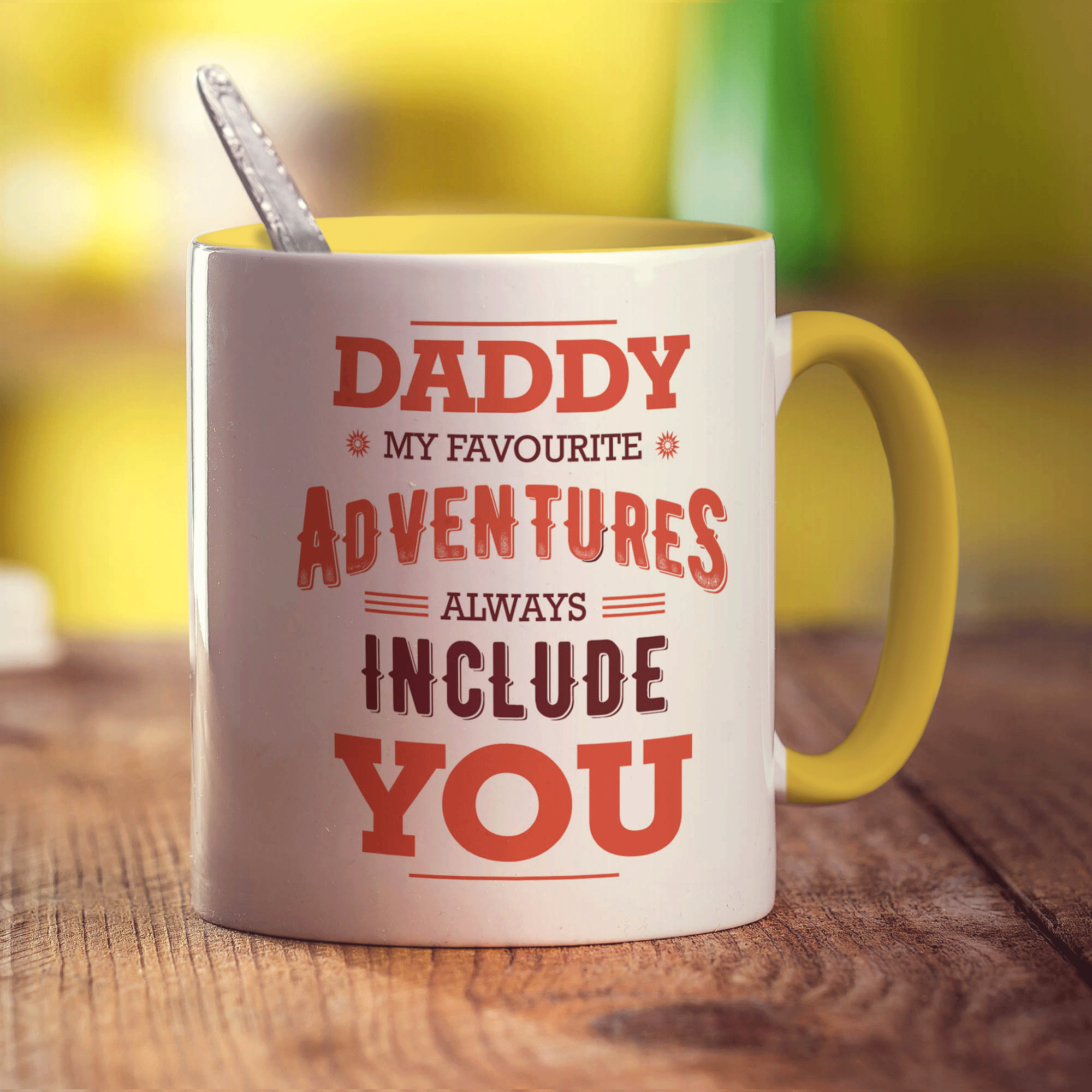 Daddy My Favourite Adventures Always Include You Mug - Standard 330ml (11oz) / Yellow
