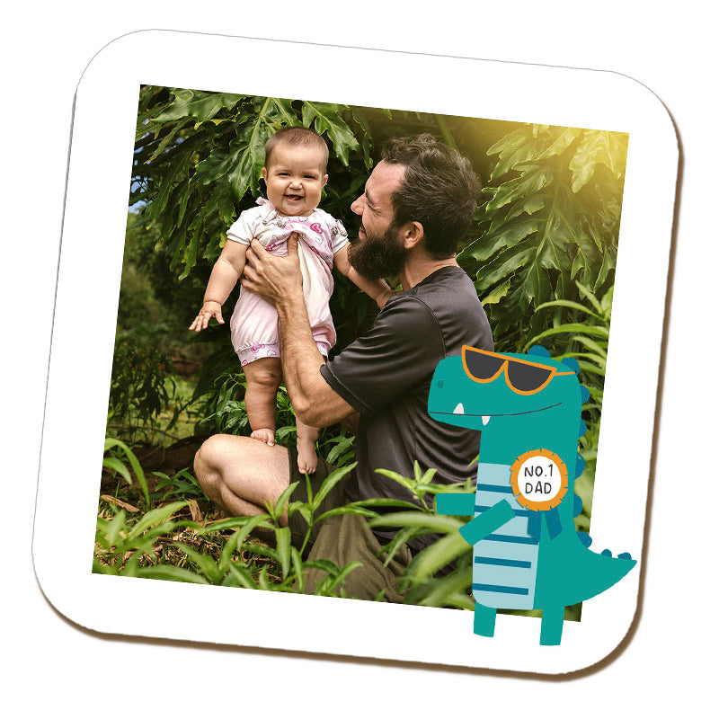 No.1 Dad Dinosaur Photo Coaster