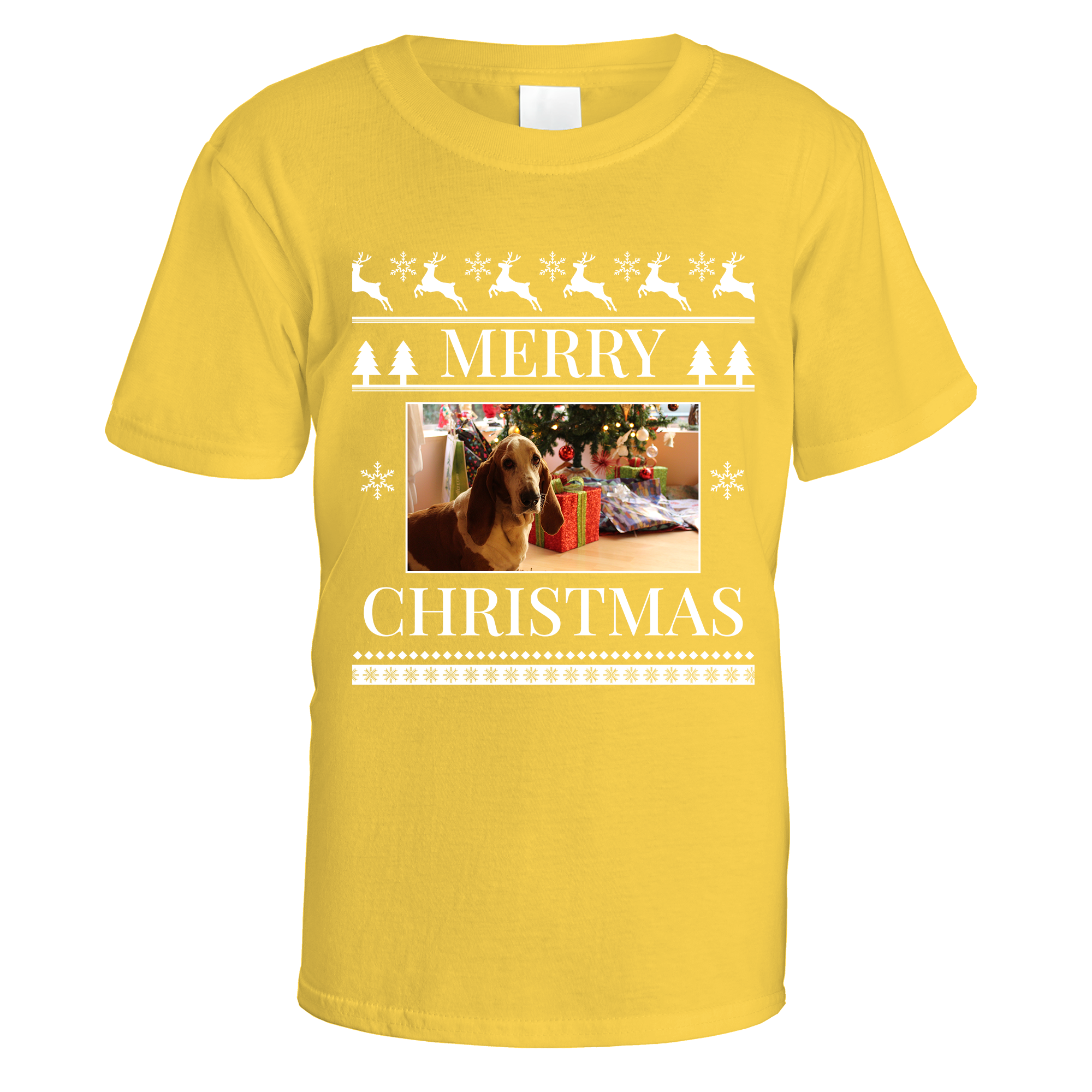 Merry Christmas Photo Patterned Personalised T-Shirt