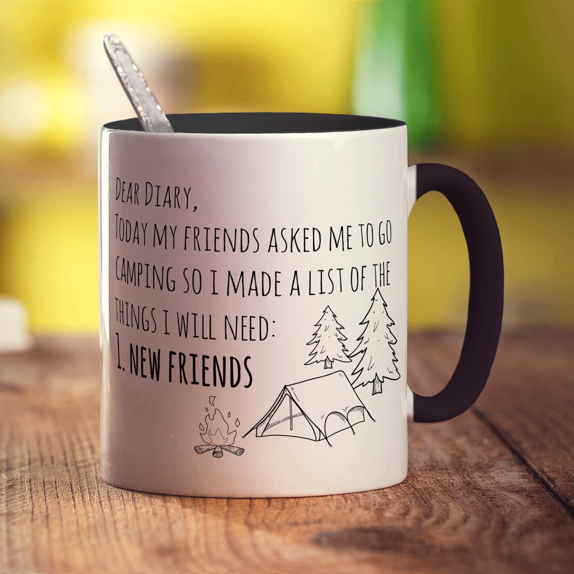 Dear Diary, Today My Friends Asked Me to go Camping Mug - Standard 330ml (11oz) / Black