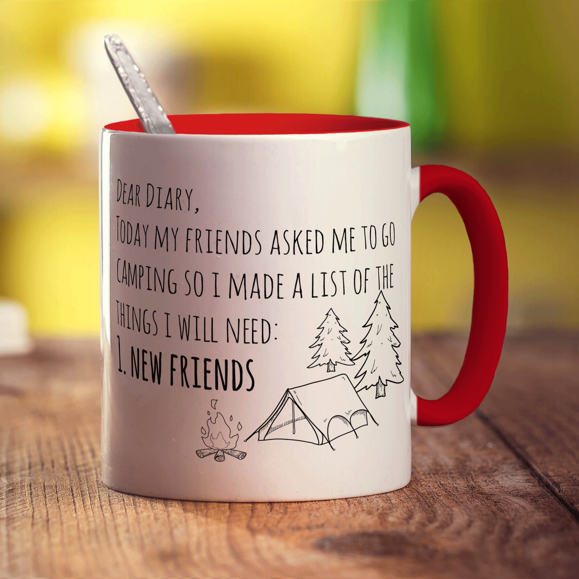 Dear Diary, Today My Friends Asked Me to go Camping Mug - Standard 330ml (11oz) / Red