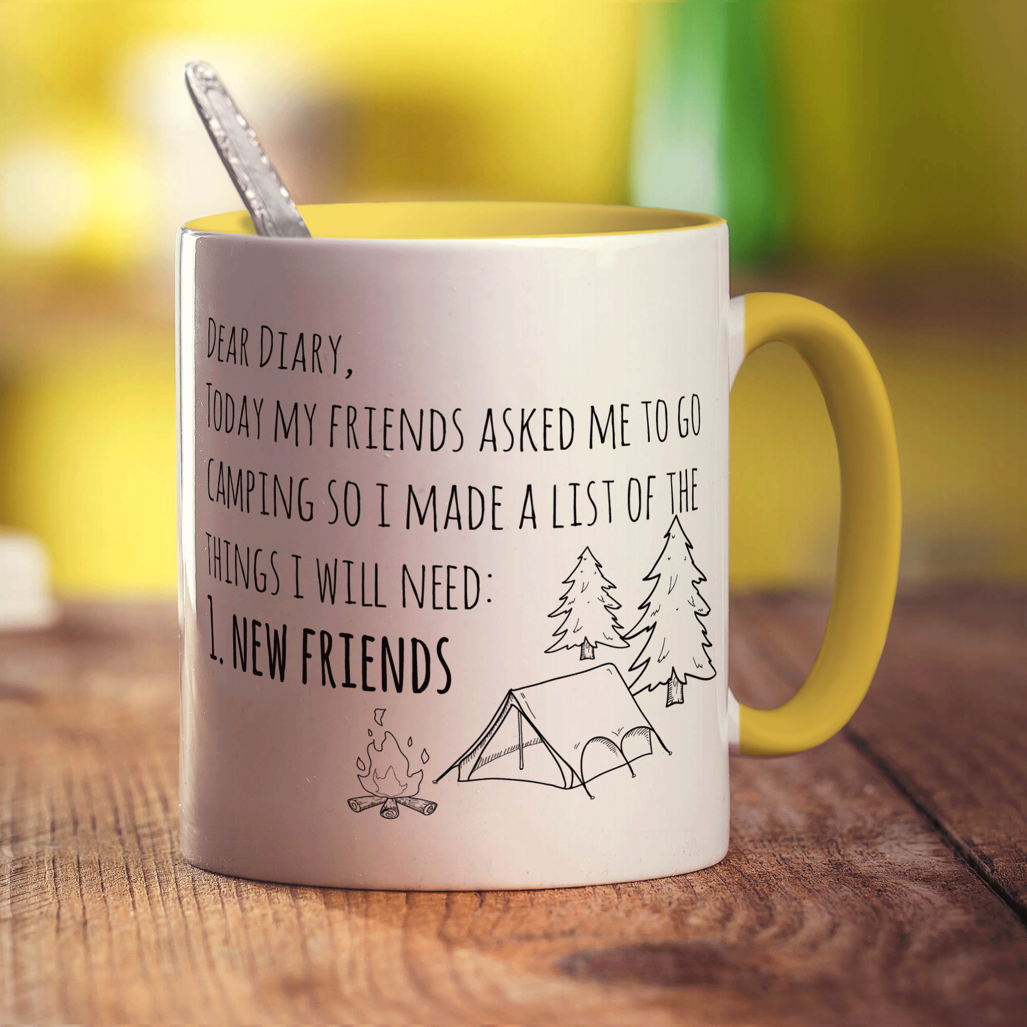Dear Diary, Today My Friends Asked Me to go Camping Mug - Standard 330ml (11oz) / Yellow