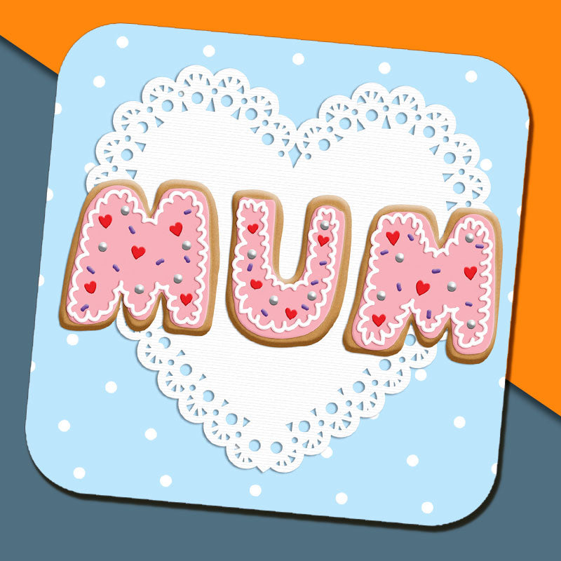 Decorated Biscuit "Mum" Coaster