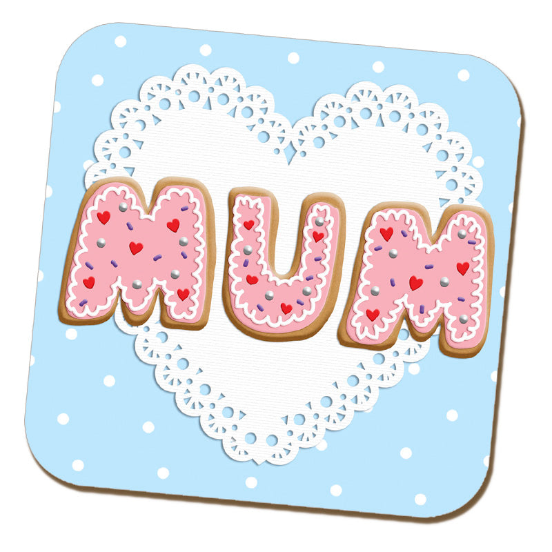 Decorated Biscuit "Mum" Coaster