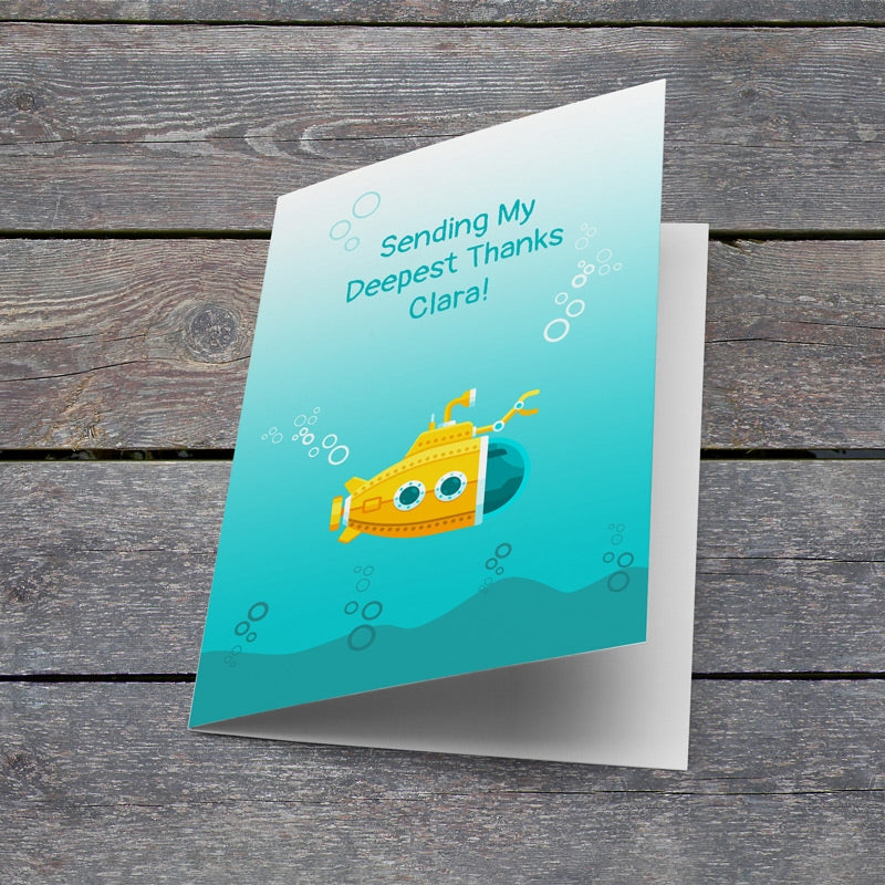 Personalised Deepest Thanks Thank You Card Lying Down