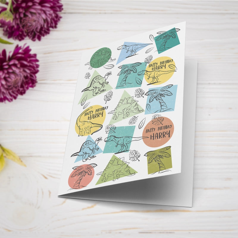 Dinosaur Birthday Card Lying down