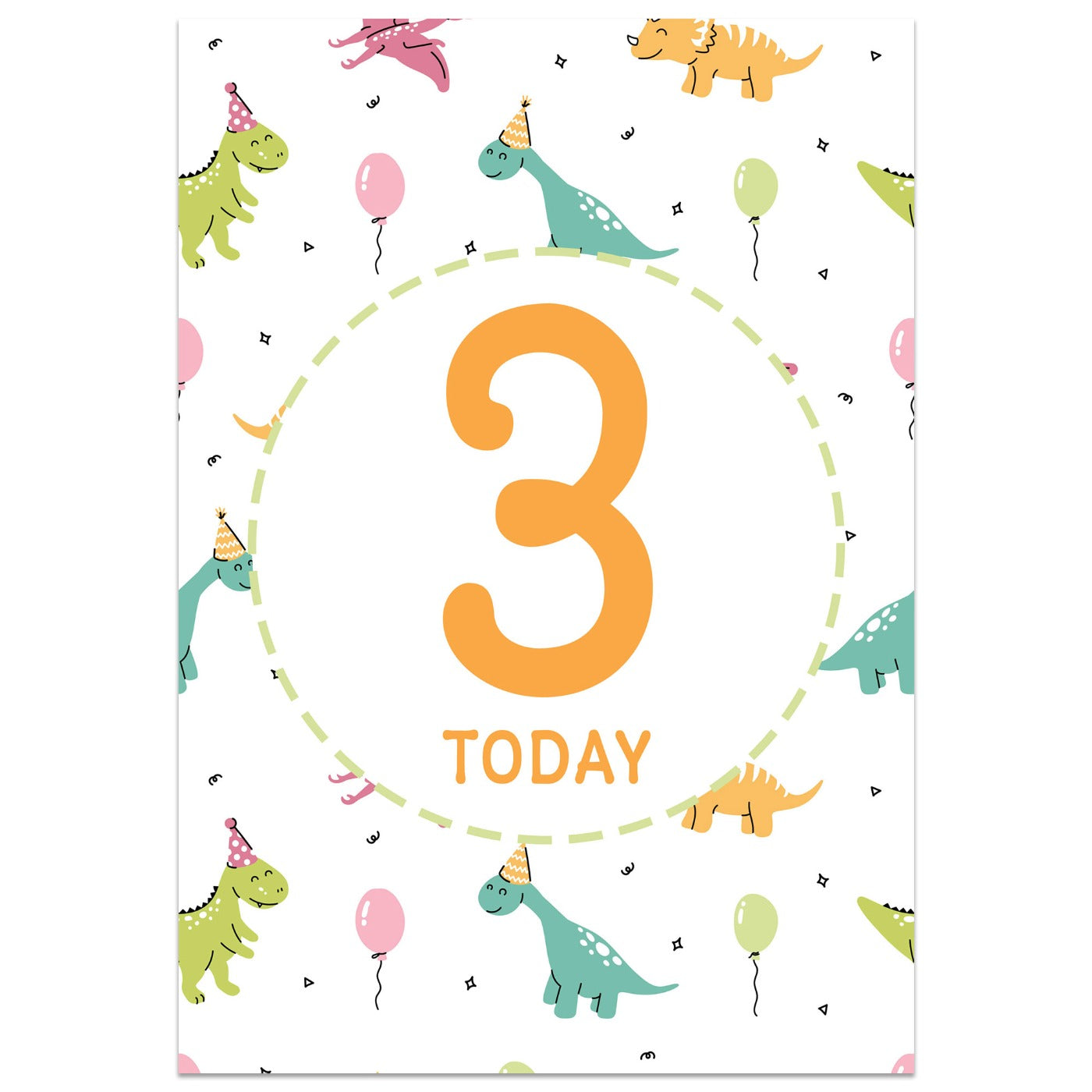 Dinosaur Party 3rd Birthday Card