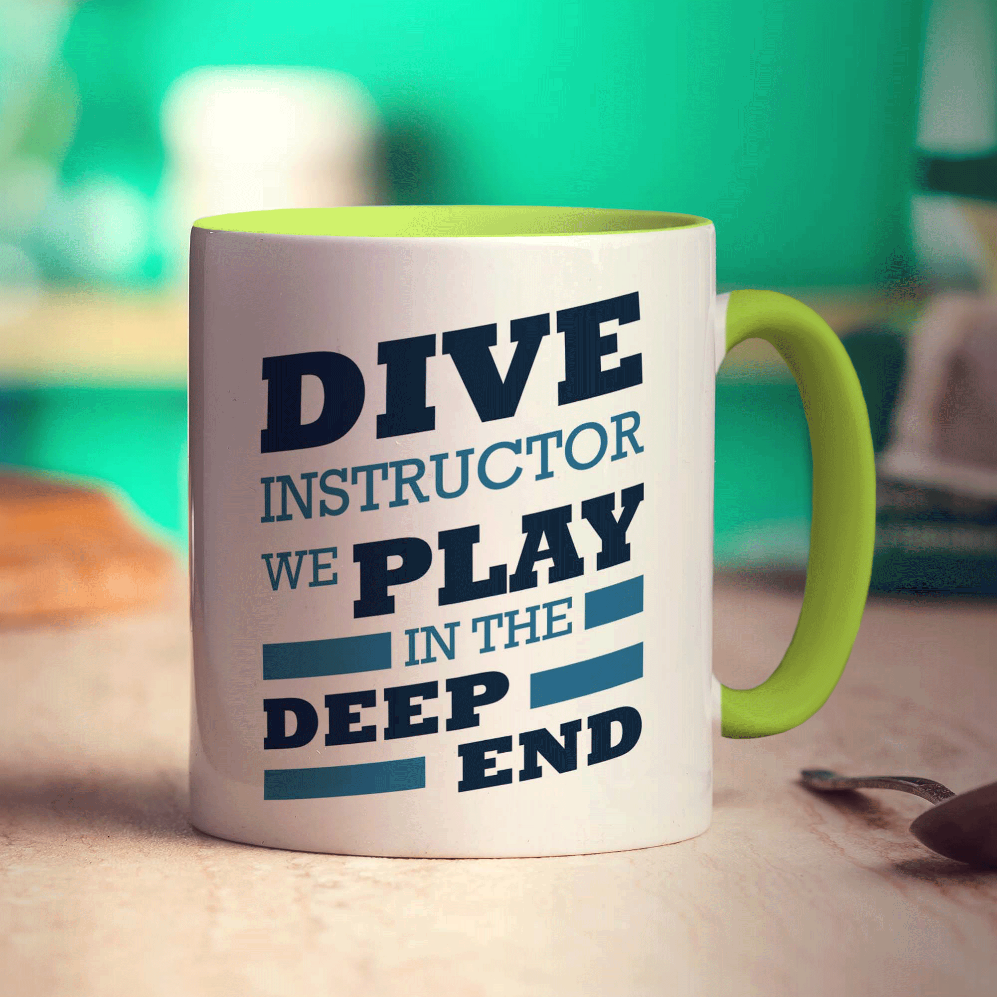 Dive Instructor, We Play in the Deep End Mug - Standard 330ml (11oz) / Green