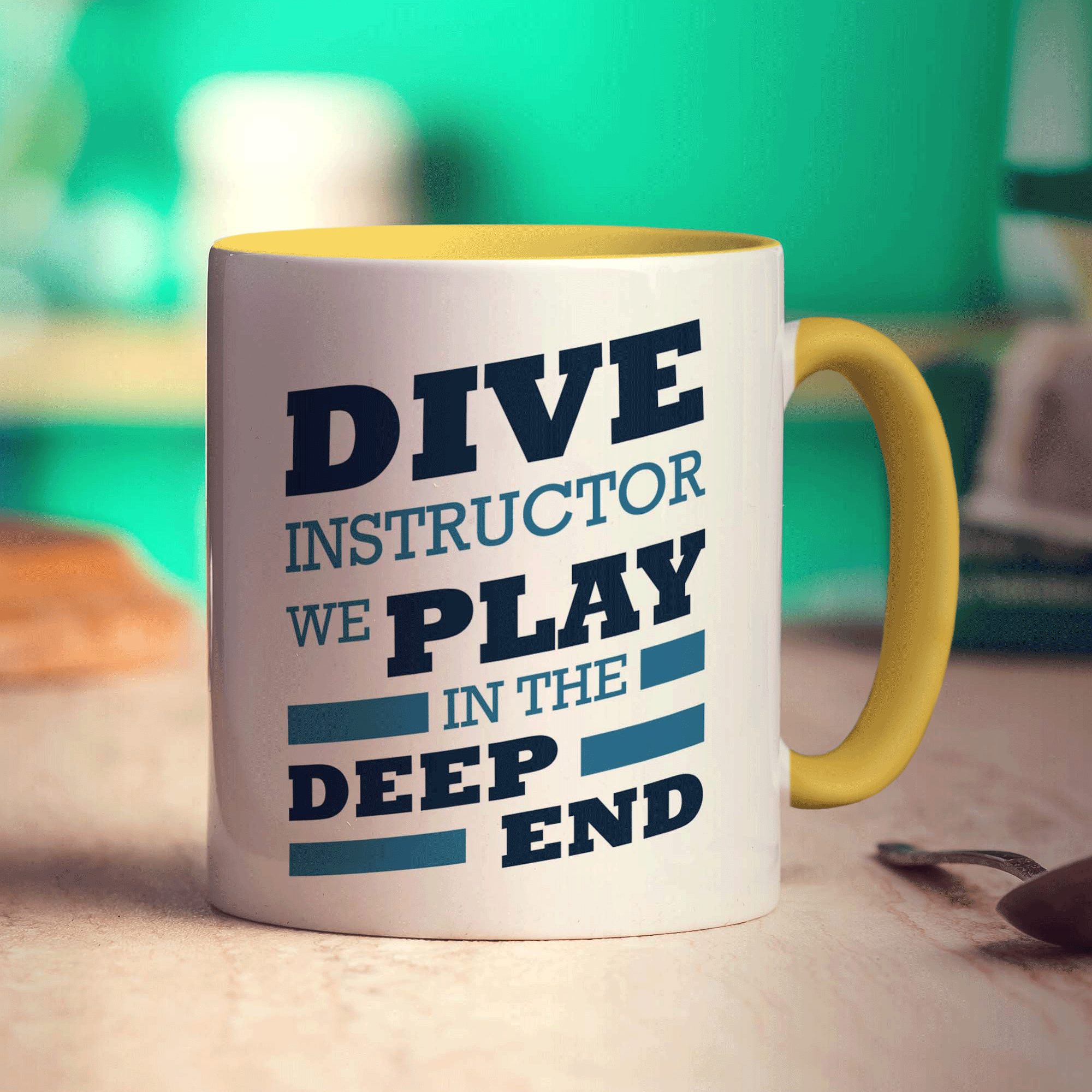Dive Instructor, We Play in the Deep End Mug - Standard 330ml (11oz) / Yellow