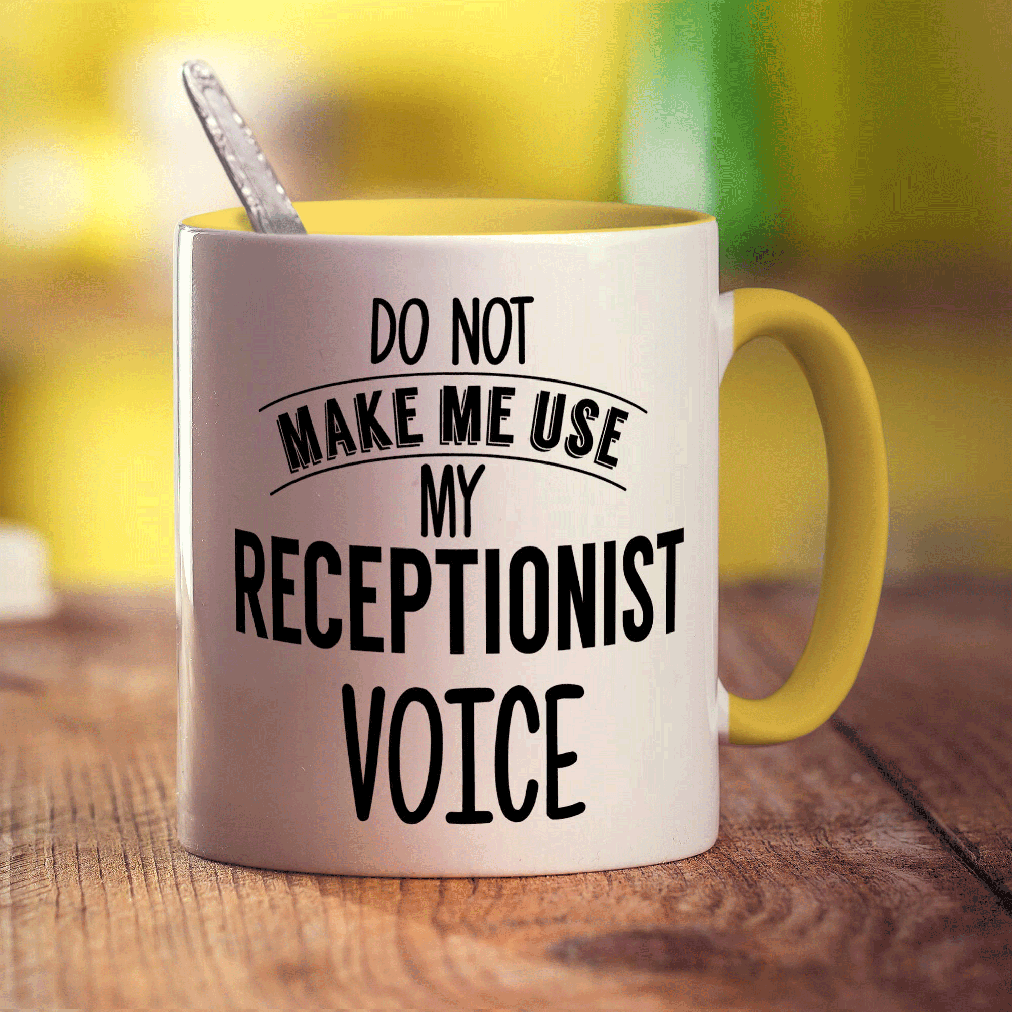 Do Not Make Me Use My Receptionist Voice Mug - Standard 330ml (11oz) / Yellow