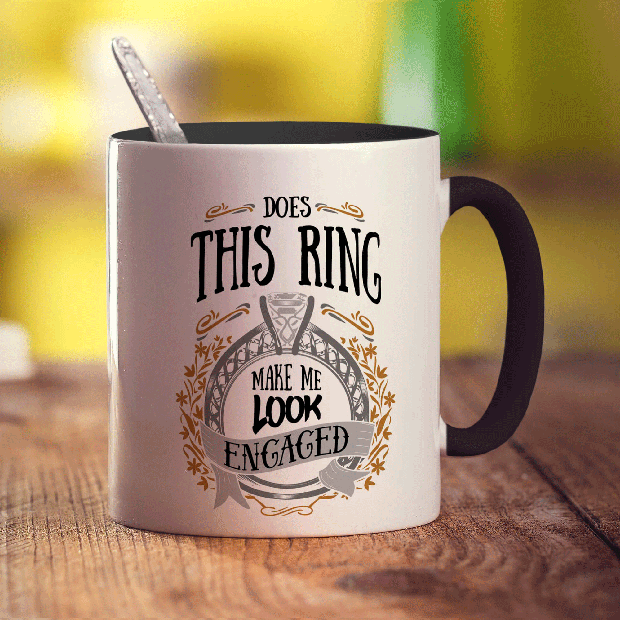 Does This Ring Make Me Look Engaged Mug - Standard 330ml (11oz) / Black