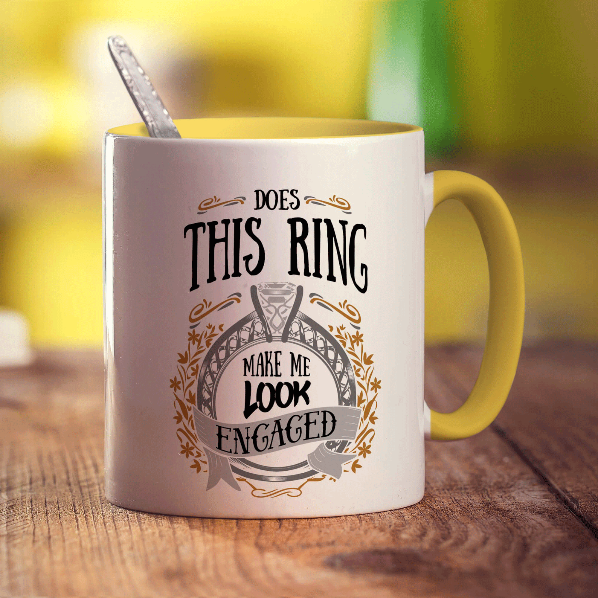 Does This Ring Make Me Look Engaged Mug - Standard 330ml (11oz) / Yellow