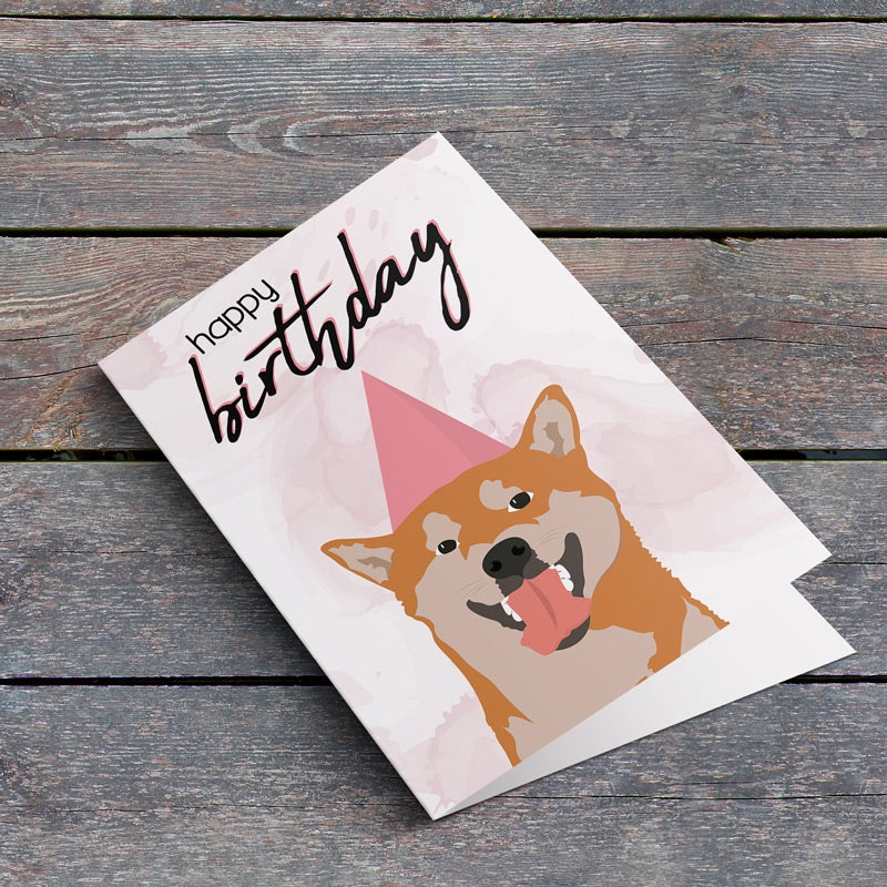 Happy Birthday Dog Card Lying Down